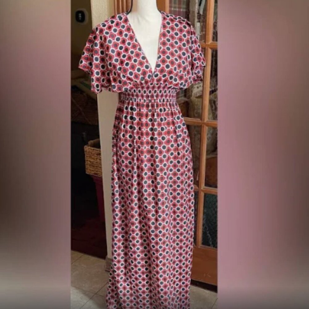 Michael Kors v neck maxi dress sz L Just Try, Too big.offer Open